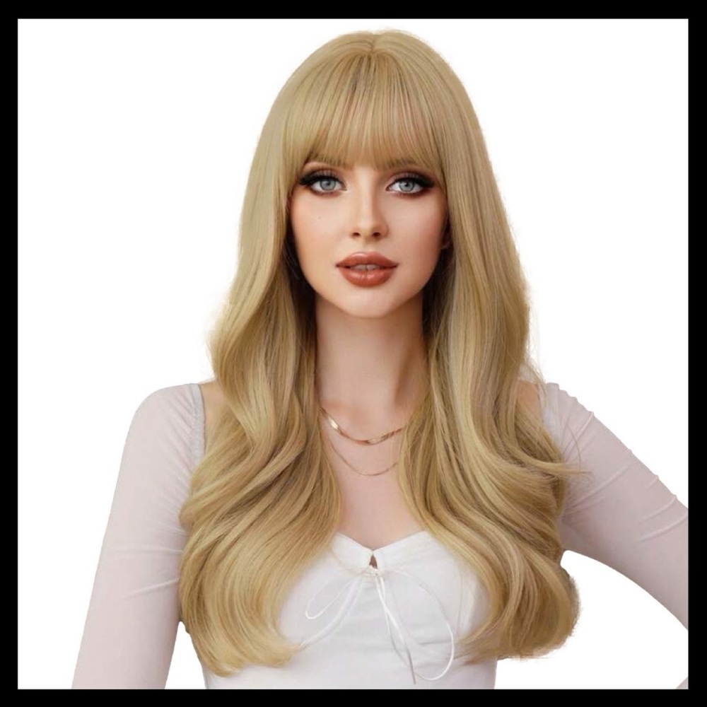 LUXURIOUS HAIR 24” WIG LONG LOOSE CURLS GOLDEN BLONDE
